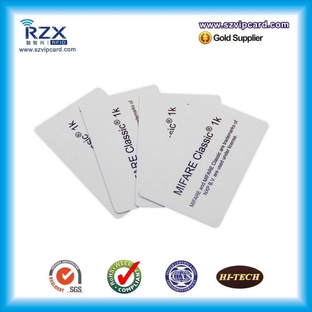 MIFARE 클래식 1K 카드 스마트 rfid 카드 200 Mhz rfid, 빈 카드, 13.56 개